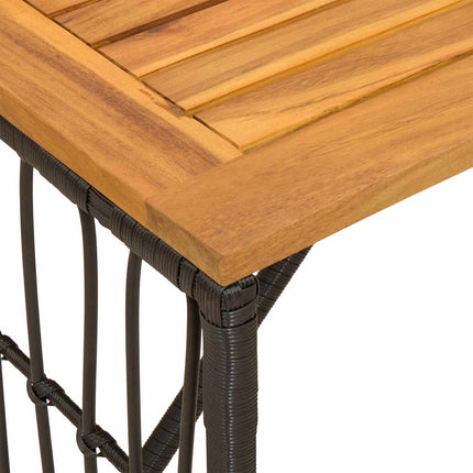 Utomhusbord Svart 80 x 40 x 40 cm Stål och poly rattan