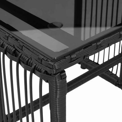 Utemöbelset med kudde 7 pcs Svart och krämvit konstrotting