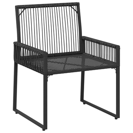 Utemöbelset med kudde 7 pcs Svart och krämvit konstrotting