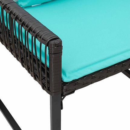 Utemöbelset med kudde 7 pcs Svart och turkos konstrotting