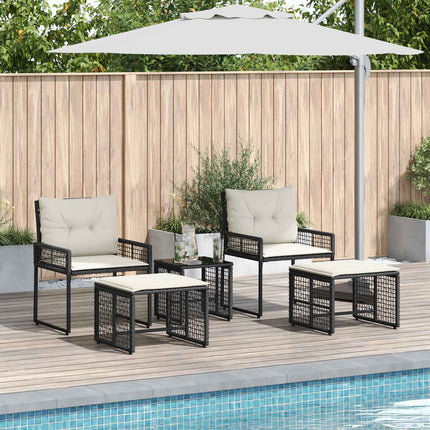 Utemöbelset med kudde 5 pcs Svart och Vitt