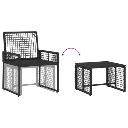 Utemöbelset med kudde 5 pcs Svart och Vitt