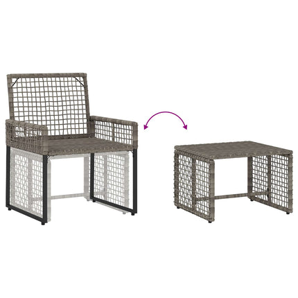 Utemöbelset 5 pcs Grå PE Rattan och tyg och massivt akaciaträ