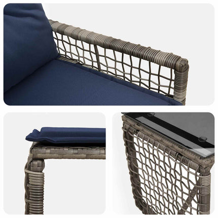 Utemöbelset med kudde 5 pcs Grå och Marinblå