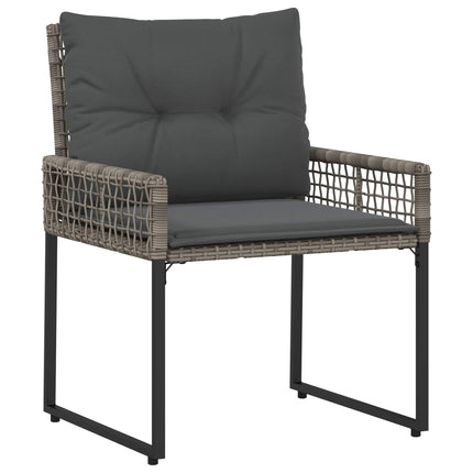 Utemöbelset 3 pcs Grå PE Rattan och tyg och massivt akaciaträ