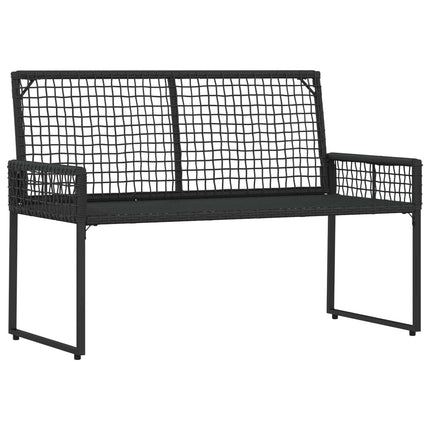 Utomhusbänk med kudde Svart och krämvit 118 x 55 x 82 cm