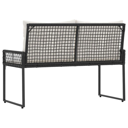 Utomhusbänk med kudde Svart och krämvit 118 x 55 x 82 cm