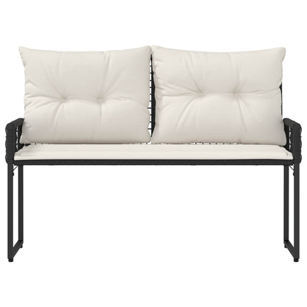 Utomhusbänk med kudde Svart och krämvit 118 x 55 x 82 cm