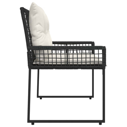 Utomhusbänk med kudde Svart och krämvit 118 x 55 x 82 cm