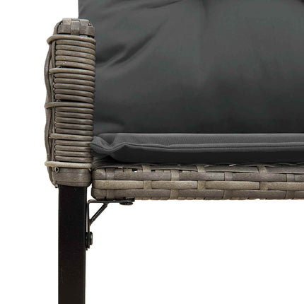 Utomhusbänk med kudde Grå 118 x 55 x 82 cm PE Rattan och Tyg