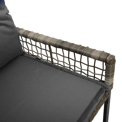 Utomhusbänk med kudde Grå 118 x 55 x 82 cm PE Rattan och Tyg