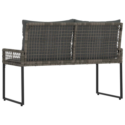Utomhusbänk med kudde Grå 118 x 55 x 82 cm PE Rattan och Tyg