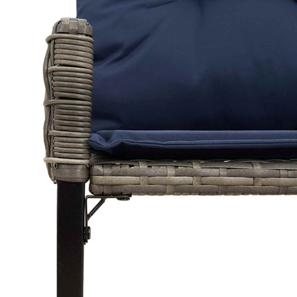 Utomhusbänk Grå och Marin 118 x 55 x 82 cm PE Rattan och Tyg