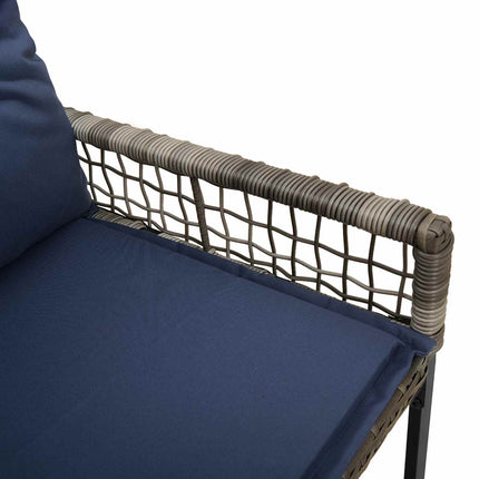Utomhusbänk Grå och Marin 118 x 55 x 82 cm PE Rattan och Tyg