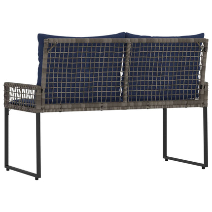 Utomhusbänk Grå och Marin 118 x 55 x 82 cm PE Rattan och Tyg