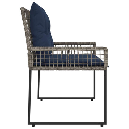 Utomhusbänk Grå och Marin 118 x 55 x 82 cm PE Rattan och Tyg
