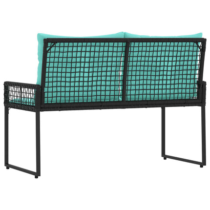 Utomhusbänk Svart och turkos 118 x 55 x 82 cm PE Rattan och Tyg
