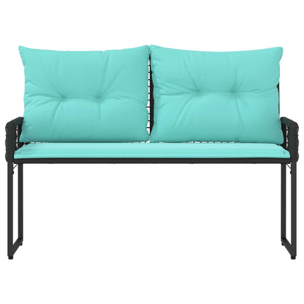 Utomhusbänk Svart och turkos 118 x 55 x 82 cm PE Rattan och Tyg