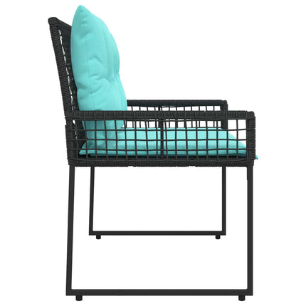 Utomhusbänk Svart och turkos 118 x 55 x 82 cm PE Rattan och Tyg