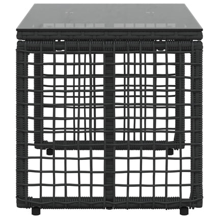 Utomhusbord Svart 80 x 40 x 40 cm PE Rattan och Glas