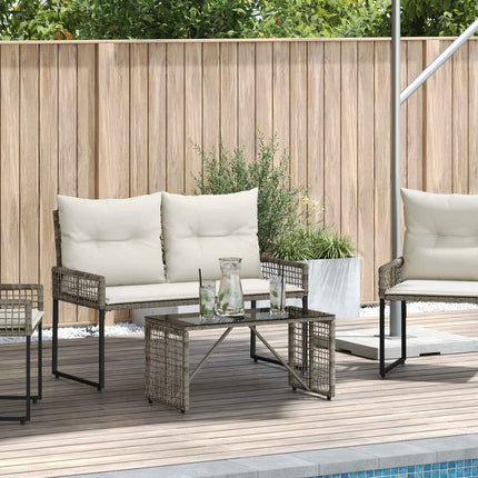 Utomhusbord Grå och svart 80 x 40 x 40 cm PE Rattan och Glas