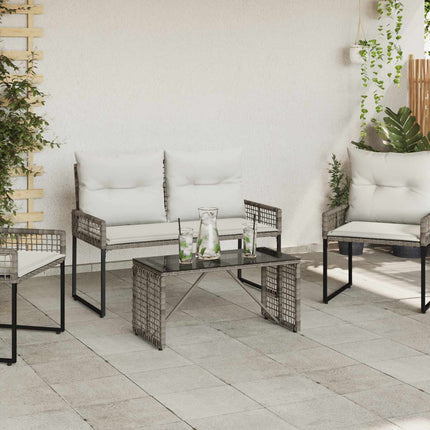 Utomhusbord Grå och svart 80 x 40 x 40 cm PE Rattan och Glas