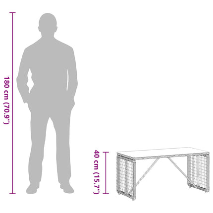 Utomhusbord Grå och svart 80 x 40 x 40 cm PE Rattan och Glas