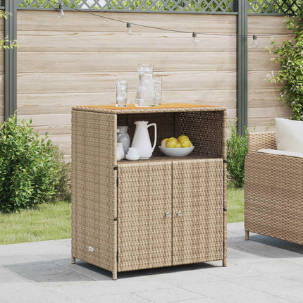 Skåp med hylla Beige 70 x 50 x 87 cm Polyester och Roly Rattan