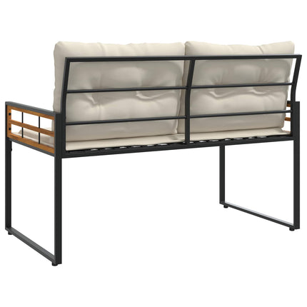 Trälagerssoffa med kudde Enfärgad Kräm 114 x 55 x 77 cm