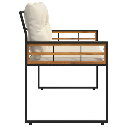 Trälagerssoffa med kudde Enfärgad Kräm 114 x 55 x 77 cm