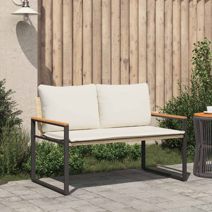 bänk med kudde Beige och krämvit 115 x 65 x 72 cm Rotting