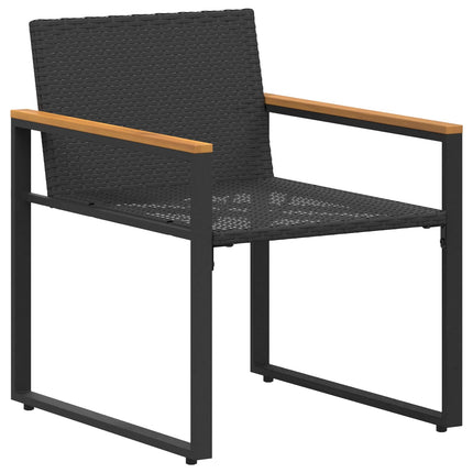 Möbelset med kudde 3 pcs Svart och krämvit Rotting