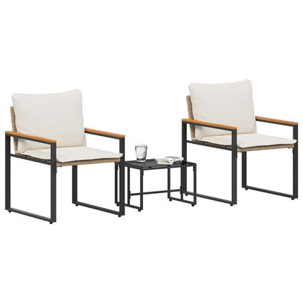 Möbelset med kudde 3 pcs Beige och krämvit Rotting