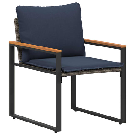 Möbelset med kudde 3 pcs Grå och Marinblå Rotting