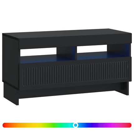 LED TV-skåp Svart Konstruerat trä