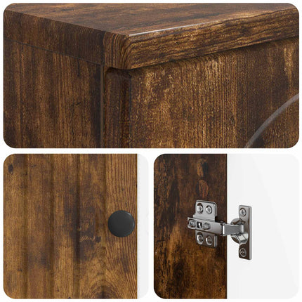 Badrumsskåp med handfat ALKMAAR Rökt ek 59,5 x 31,5 x 59 cm