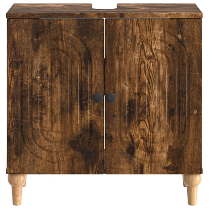 Badrumsskåp med handfat ALKMAAR Rökt ek 59,5 x 31,5 x 59 cm