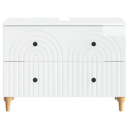Badrumsskåp med handfat ALKMAAR Vit högglans 82 x 41 x 59 cm