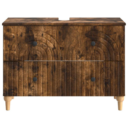 Badrumsskåp med handfat ALKMAAR Rökt ek 82 x 41 x 59 cm