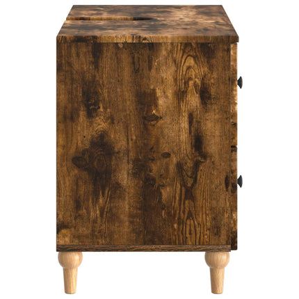 Badrumsskåp med handfat ALKMAAR Rökt ek 82 x 41 x 59 cm