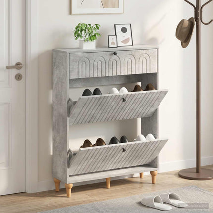 Skoskåp ALKMAAR 78 x 24 x 103 cm Konstruerat trä Betonggrå