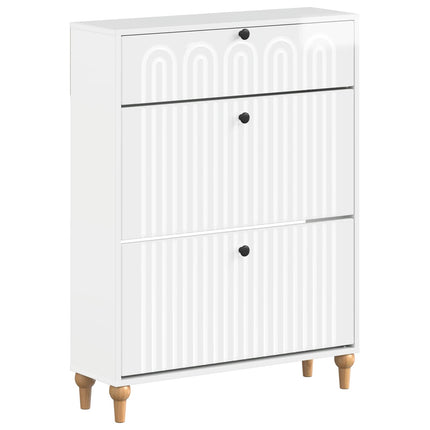 Skoskåp ALKMAAR 78 x 24 x 103 cm Konstruerat trä Vit högglans