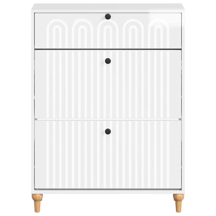 Skoskåp ALKMAAR 78 x 24 x 103 cm Konstruerat trä Vit högglans