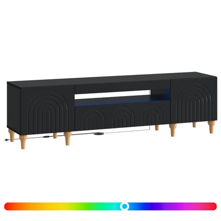 LED TV-skåp Svart Konstruerat trä
