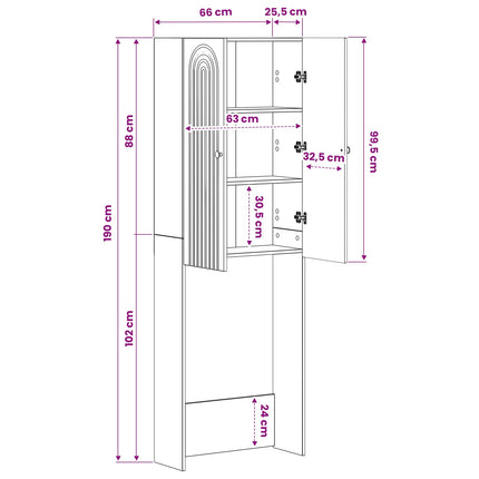 Toalett skåp ALKMAAR Vit 66 x 25,5 x 190 cm Konstruerat trä