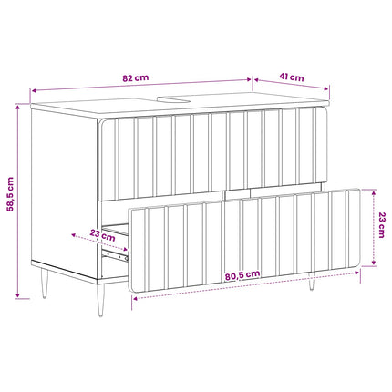 Badrumsskåp med handfat ZWOLLE Sonoma-ek 82 x 41 x 58,5 cm