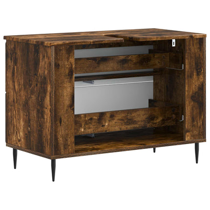 Badrumsskåp med handfat ZWOLLE Rökt ek 82 x 41 x 58,5 cm