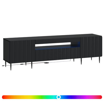 LED TV-skåp Svart Konstruerat trä