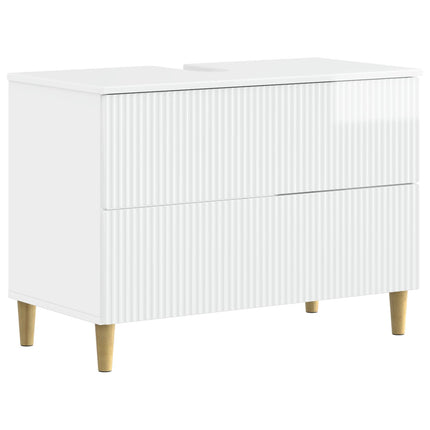 Badrumsskåp med handfat ARNHEM Vit högglans 82 x 41 x 59 cm