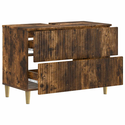 Badrumsskåp med handfat ARNHEM Rökt ek 82 x 41 x 59 cm